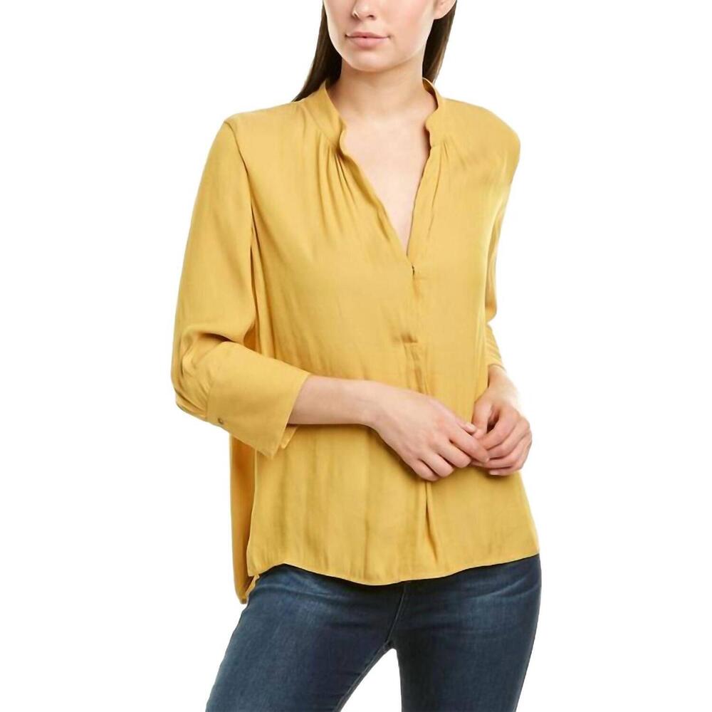 NEW DAVID LERNER taylor 3/4 sleeve bohemian top in marigold